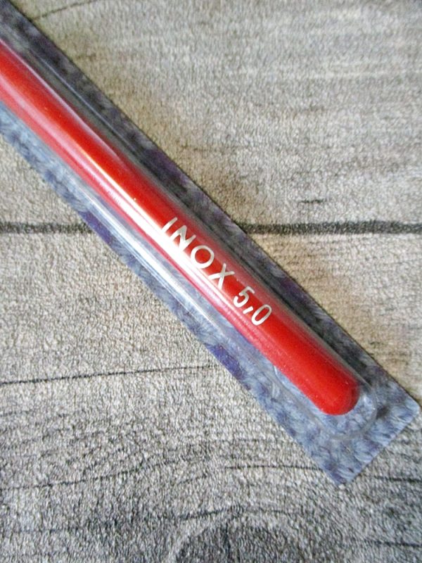 Häkelnadel-INOX-Prym-Stärke-5-rot-silber-Metall-Kunststoff