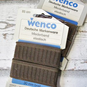 Miederband Gummiband breit braun 85cm 30mm Wenco - Woolnerd