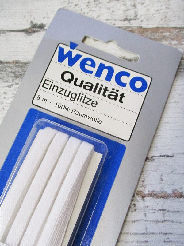 Einzuglitze Baumwollband Wenco weiß 5 mm 8m - Woolnerd