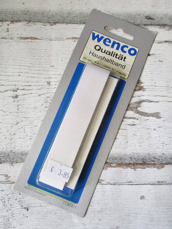 Haushaltsband Wenco weiß Baumwolle 20mm 3m - Woolnerd