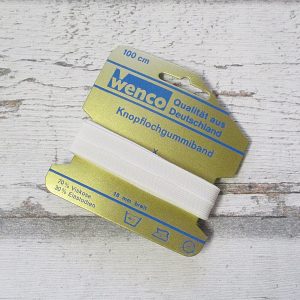 Knopflochgummiband Wenco weiß 18mm 100cm - Woolnerd