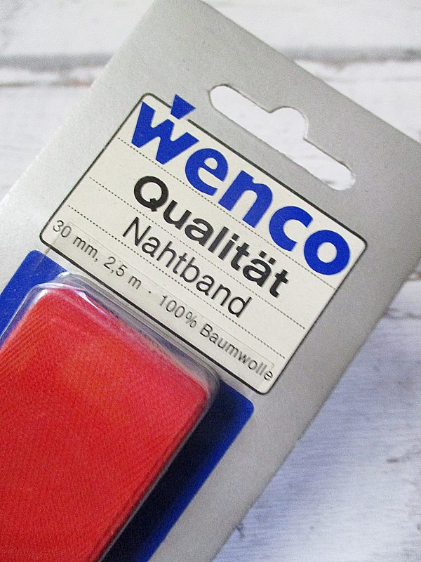 Nahtband Wenco rot 30mm 250cm Baumwolle - Woolnerd