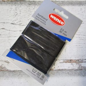 Nahtband Wenco schwarz 30mm Baumwolle - Woolnerd