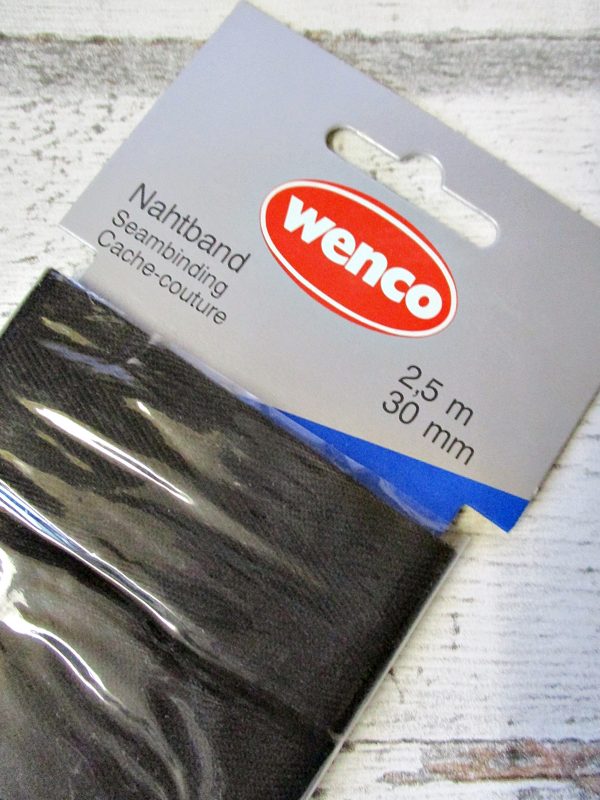 Nahtband Wenco schwarz 30mm Baumwolle - Woolnerd