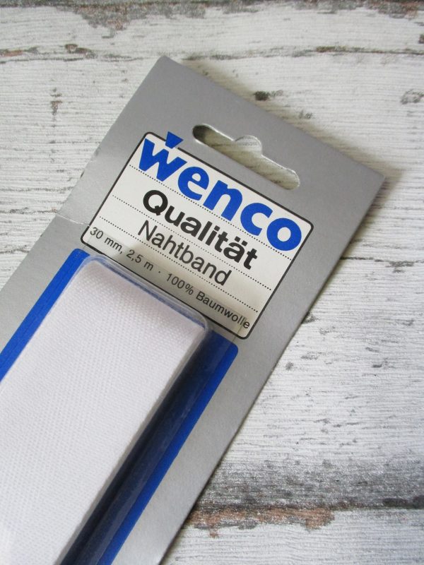 Nahtband Wenco weiß Baumwolle 30mm 2,5m - Woolnerd