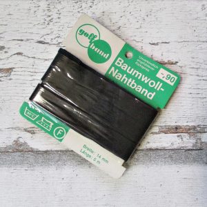 Nahtband golfband schwarz Baumwolle 14mm 5m - Woolnerd