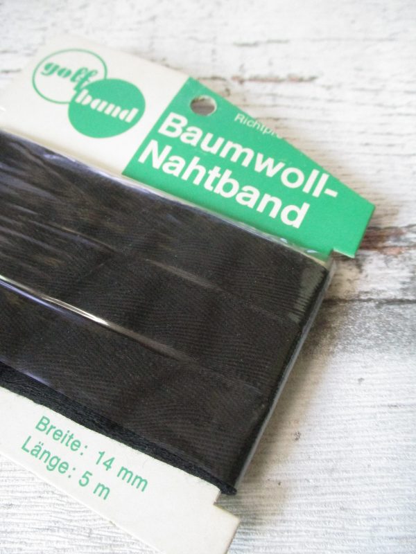Nahtband golfband schwarz Baumwolle 14mm 5m - Woolnerd