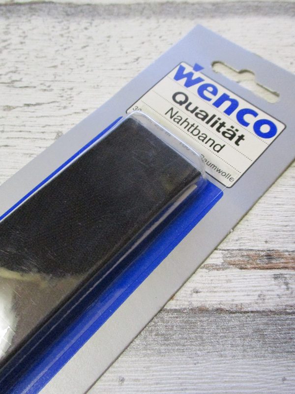 Nahtband schwarz Wenco Baumwolle 30mm - Woolnerd