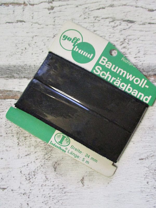 Schrägband Baumwolle schwarz golfband 24mm ungefalzt - Woolnerd