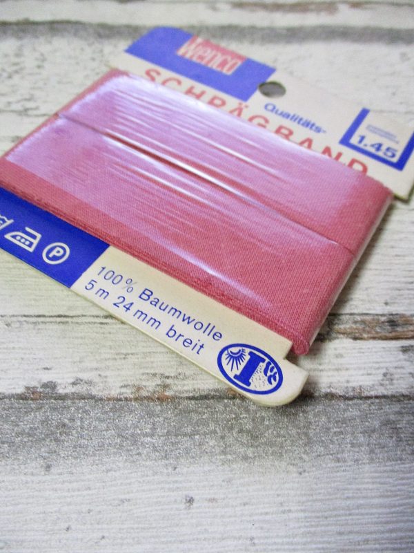 Schrägband Wenco Baumwolle 24mm 5m nicht vorgefalzt ungefalzt rosa - Woolnerd