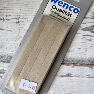 Schrägband beige Baumwolle 20mm 5m vorgefalzt Wenco - Woolnerd