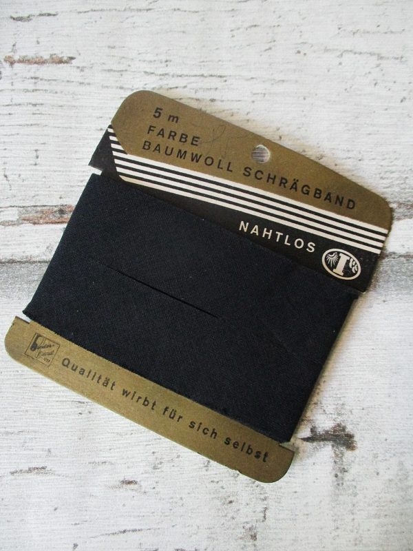 Schrägband binderband schwarz Baumwolle ungefalzt 24mm - Woolnerd