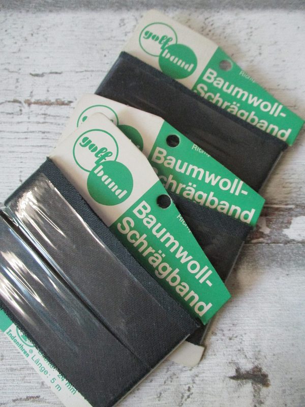 Schrägband golfband ungefalzt anthrazit Baumwolle Indanthren 24mm 5m - Woolnerd