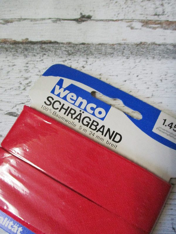 Schrägband rot Wenco Baumwolle nicht vorgefalzt 24mm 5m - Woolnerd