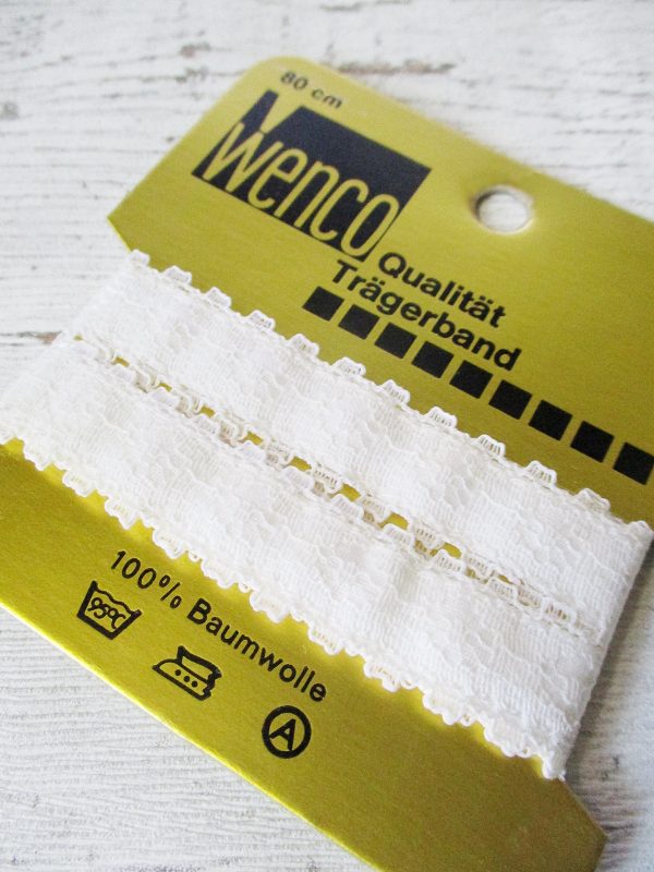 Trägerband Wenco weiß Spitze Baumwolle 80cm - Woolnerd