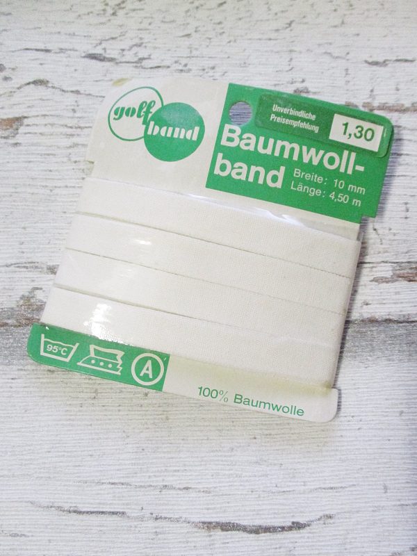 Baumwollband Haushaltsband golfband Baumwolle weiß 10mm 450cm - Woolnerd