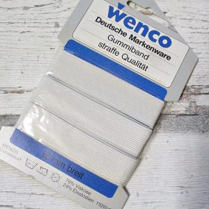 Gummiband Wenco gräulich-weiß flach breit 18mm 1m - Woolnerd