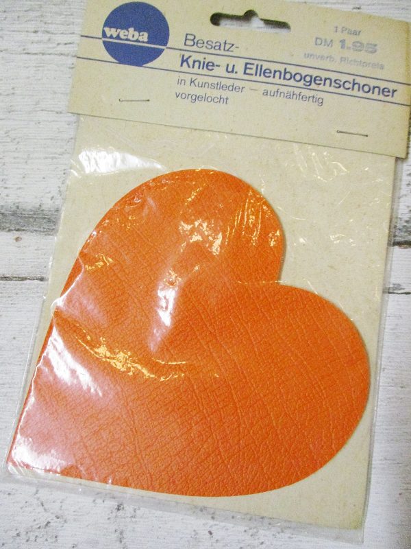 Knieschoner Ellenbogenschoner Flicken orange Kunstleder vorgelocht - Woolnerd
