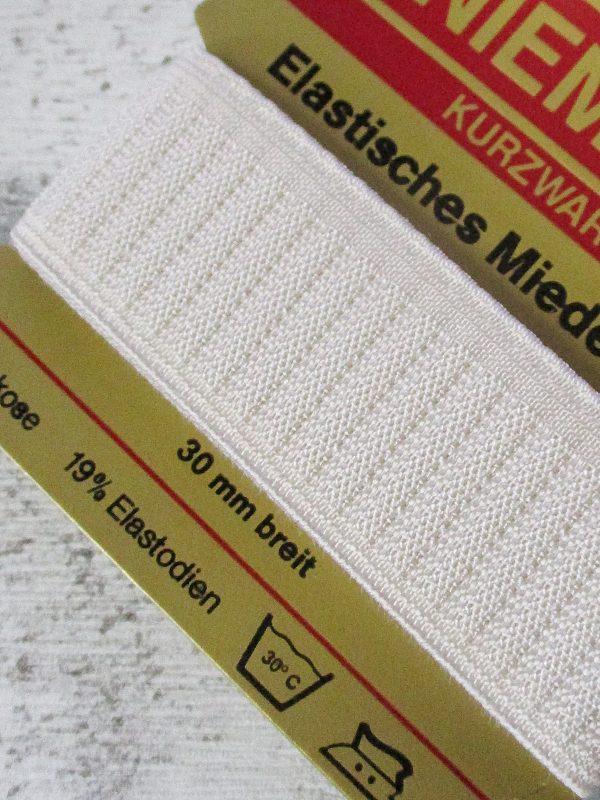 Miederband elastisch NIEMANN 30mm 85cm perlweiss - Woolnerd