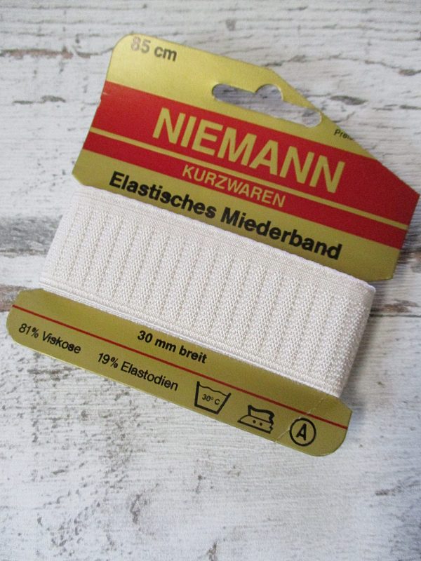 Miederband elastisch NIEMANN 30mm 85cm perlweiss - Woolnerd