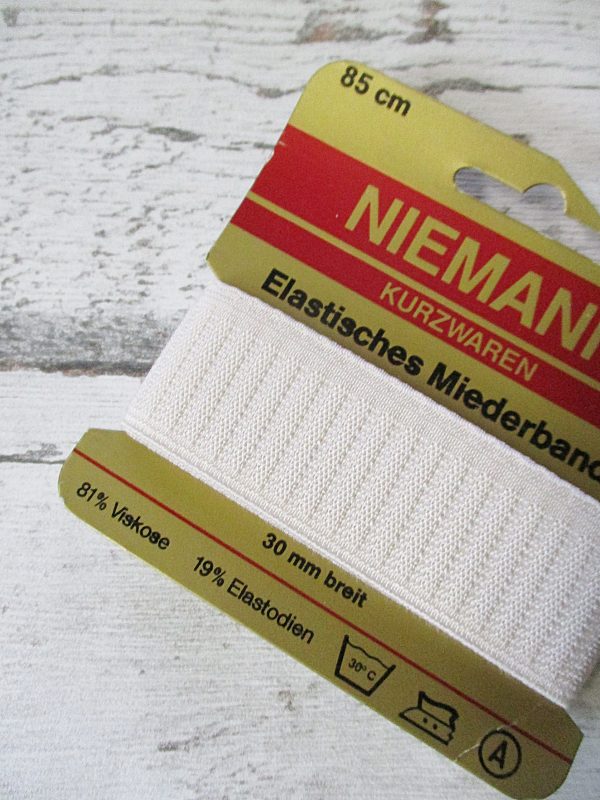 Miederband elastisch NIEMANN 30mm 85cm perlweiss - Woolnerd