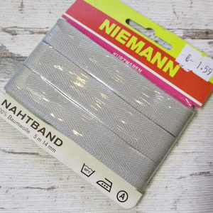 Nahtband NIEMANN hellgrau Baumwolle 14mm 5m - Woolnerd