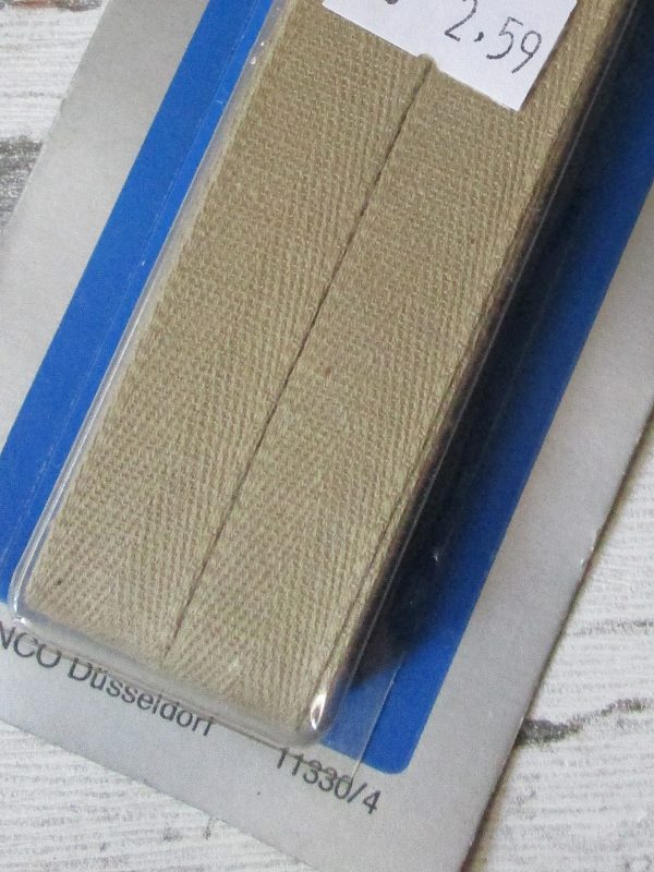 Nahtband Wenco Baumwolle dunkelbeige 14mm 5m - Woolnerd