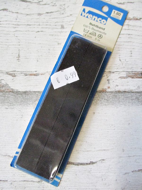 Nahtband Wenco-blau schwarz 14mm Baumwolle - Woolnerd