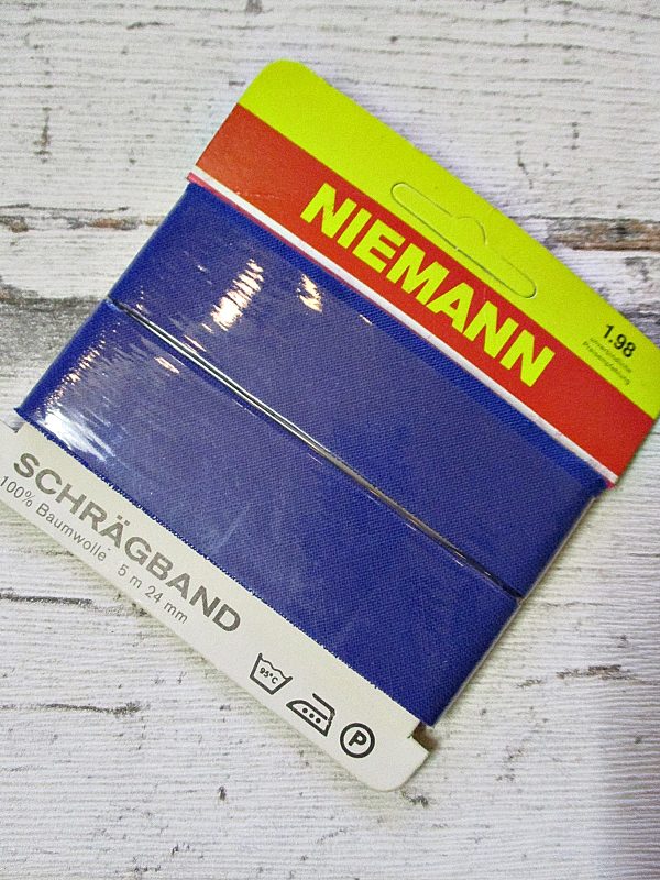 Schrägband Niemann royalblau 24mm 5m Baumwolle ungefalzt - Woolnerd