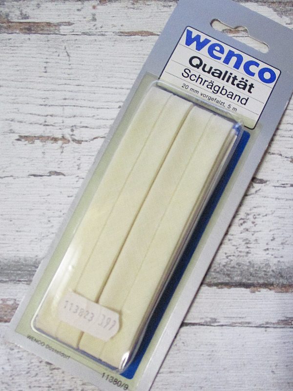 Schrägband Wenco-blau creme hellbeige Baumwolle vorgefalzt 20mm 5m - Woolnerd