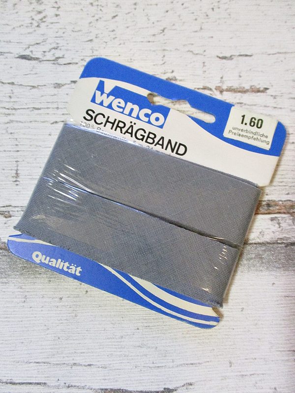 Schrägband Wenco grau ungefalzt Baumwolle 24mm 5m - Woolnerd