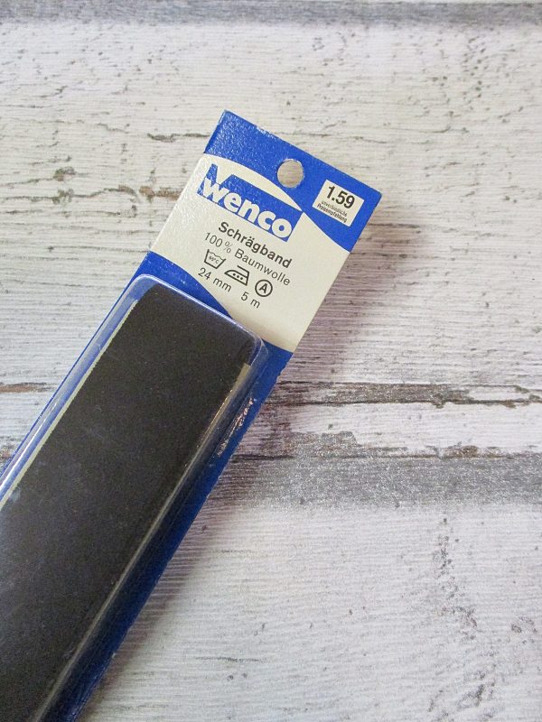 Schrägband Wenco schwarz Baumwolle 24mm 5m ungefalzt - Woolnerd