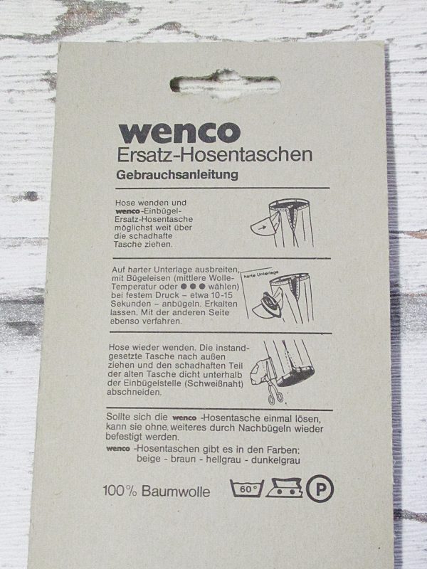 Ersatzhosentaschen Einbügeln hellgrau Wenco - Woolnerd