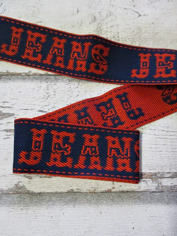 Jeansborte Baumwolle Vintage 70er blauschwarz rot JEANS - Woolnerd