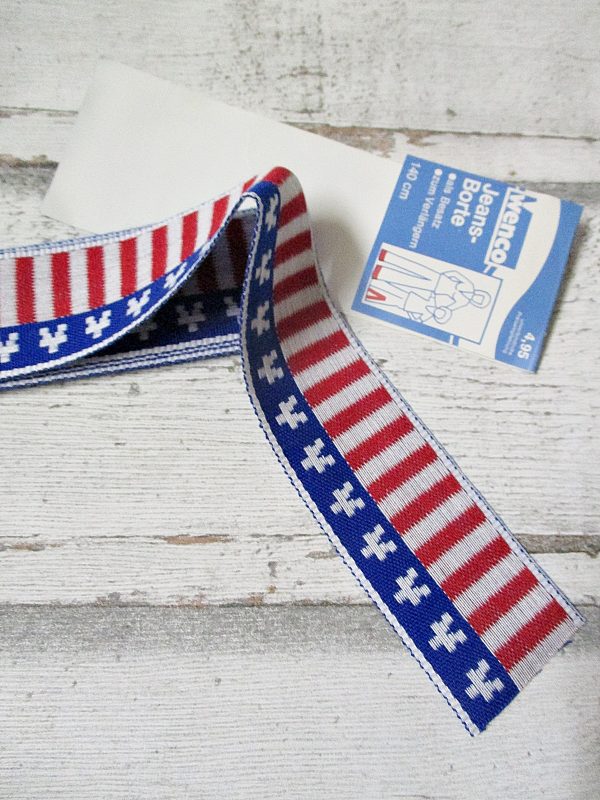 Jeansborte Polyacryl Vintage 70er Stars Stripes America - Woolnerd