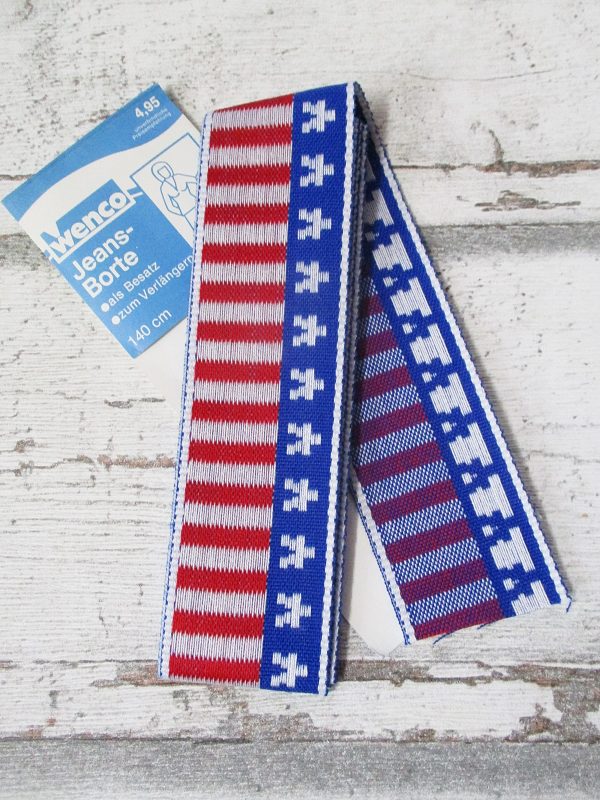 Jeansborte Polyacryl Vintage 70er Stars Stripes USA - WOOLNERD