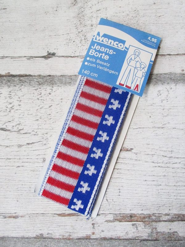 Jeansborte Polyacryl Vintage 70er Stars Stripes USA - WOOLNERD