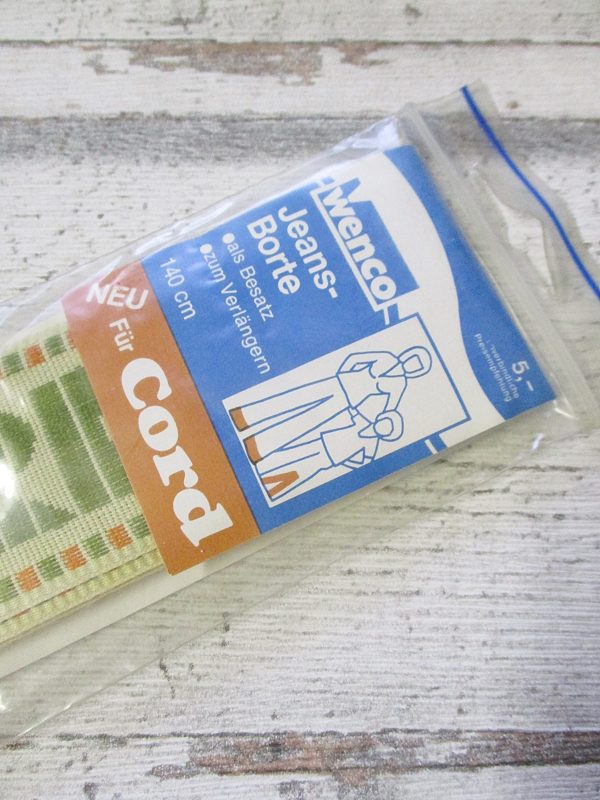 Jeansborte Polyacryl Vintage 70er beige grün orange CORD - Woolnerd