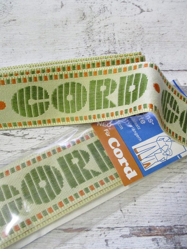 Jeansborte Polyacryl Vintage 70er beige grün orange CORD - Woolnerd