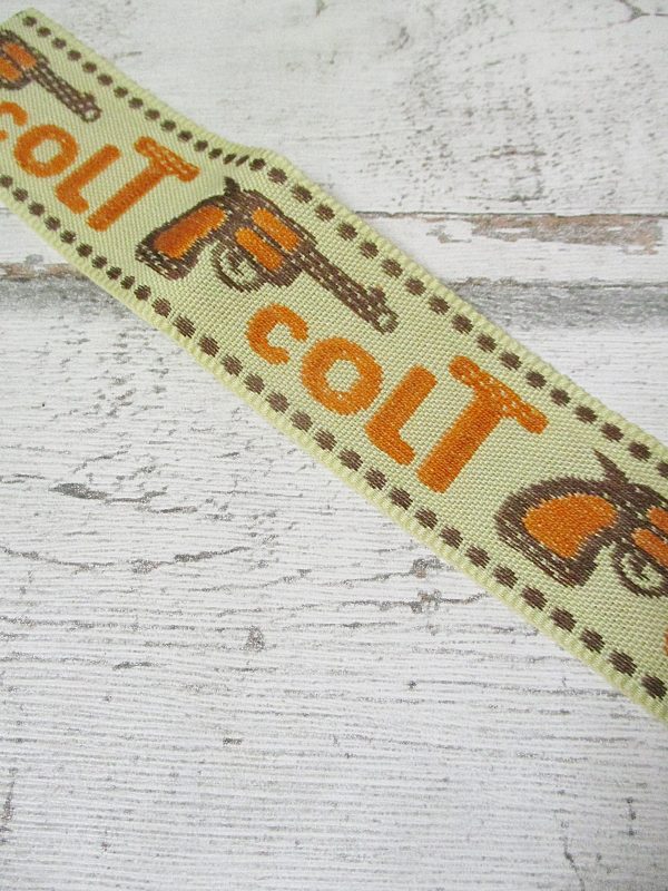 Jeansborte Polyacryl Vintage 70er beige orange braun COLT - Woolnerd