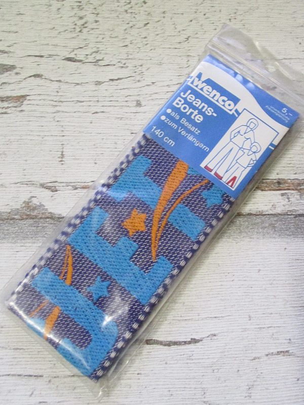 Jeansborte Polyacryl Vintage 70er blau orange Jet - Woolnerd