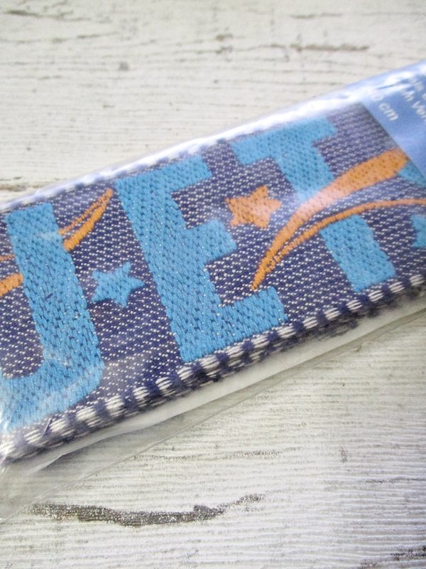 Jeansborte Polyacryl Vintage 70er blau orange Jet - Woolnerd