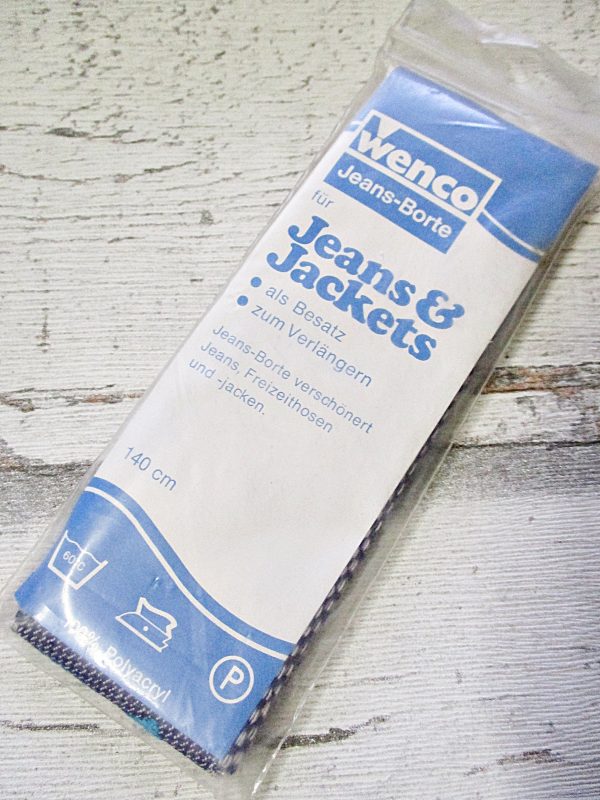 Jeansborte Polyacryl Vintage 70er blau orange Jet - Woolnerd