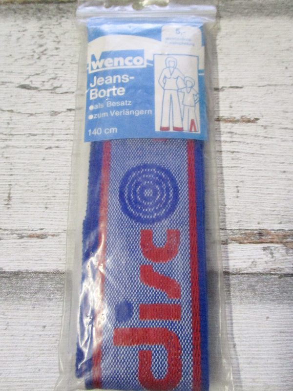 Jeansborte Polyacryl Vintage 70er blau rot DISC - Woolnerd