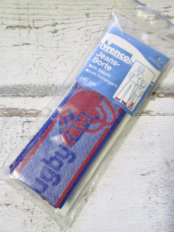 Jeansborte Polyacryl Vintage 70er blau rot Rugby EAM - Woolnerd