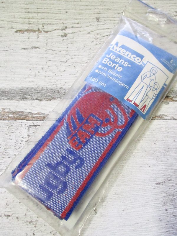 Jeansborte Polyacryl Vintage 70er blau rot Rugby EAM - Woolnerd