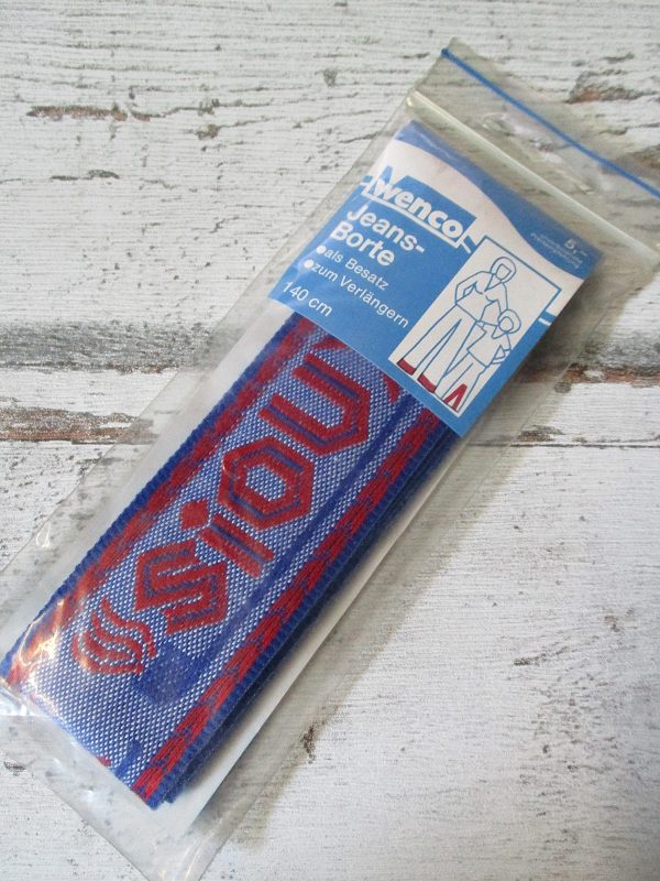 Jeansborte Polyacryl Vintage 70er blau rot Sioux Pfeife - Woolnerd