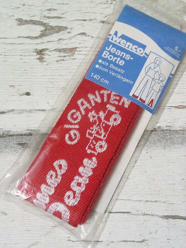 Jeansborte Polyacryl Vintage 70er rot weiß James_Dean Giganten - Woolnerd