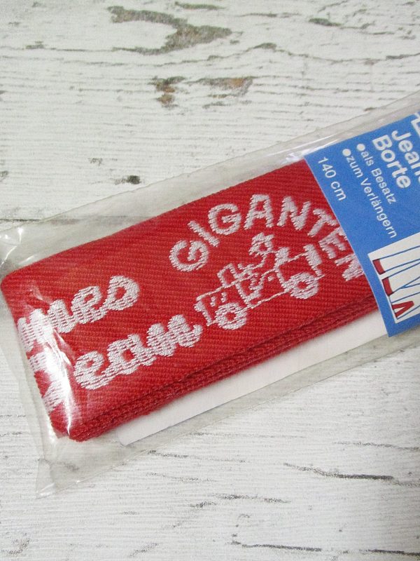 Jeansborte Polyacryl Vintage 70er rot weiß James_Dean Giganten - Woolnerd