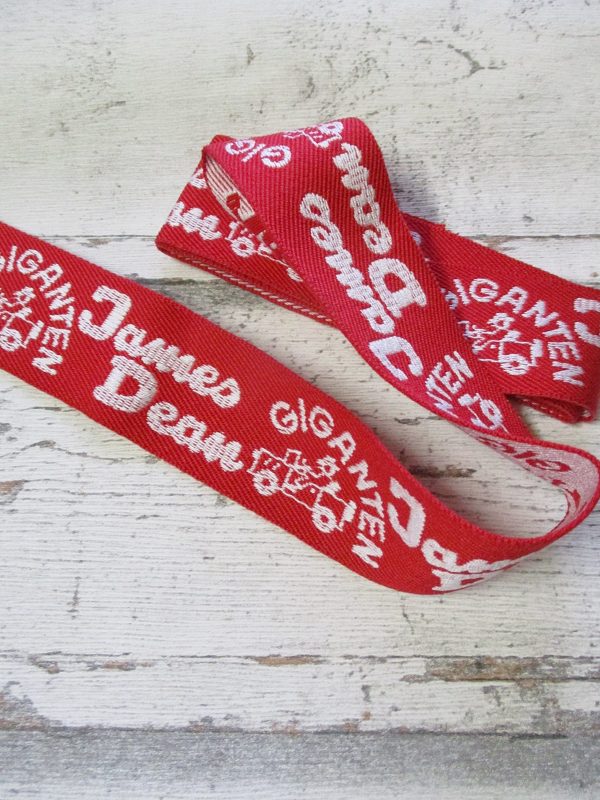 Jeansborte Polyacryl Vintage 70er rot weiß James_Dean Giganten - Woolnerd